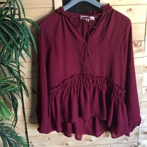 Maroon long sleeved blouse too